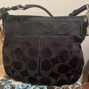 COACH Black Hobo Signature Handbag